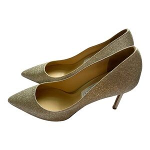 Jimmy Choo Romy Platinum ice                       Glittering Gold Pointed Heels